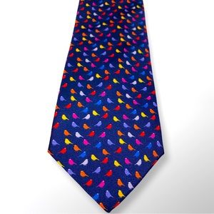 BUGATCHI SILK TIE BIRD PRINT BLUE NWT IN ORIGINAL PACKAGING